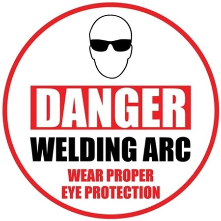 5S SUPPLIES Danger Welding Arc Floor Sign 24in Diameter Non Slip Floor Sign FS-DAWELARC-24